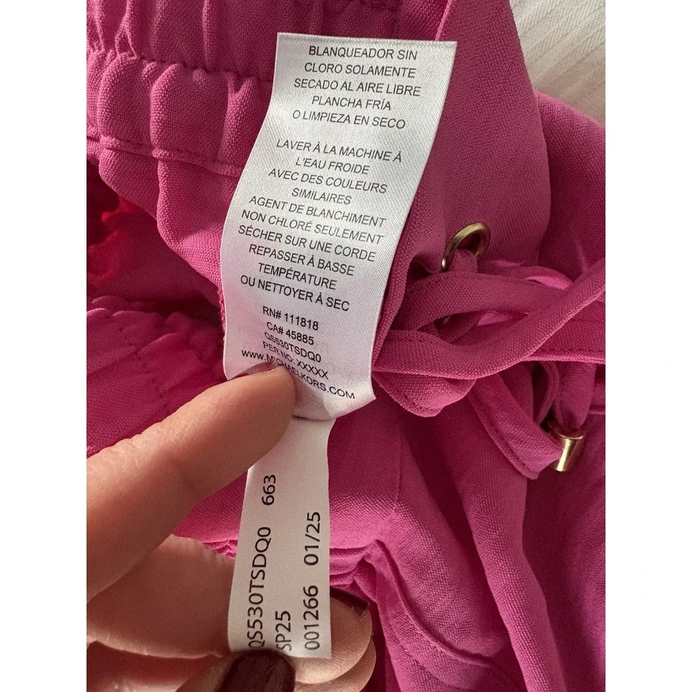 MICHAEL Michael Kors Pink Cropped Wide Leg Resort Pants Drawstring Med NWT - Picture 6 of 10